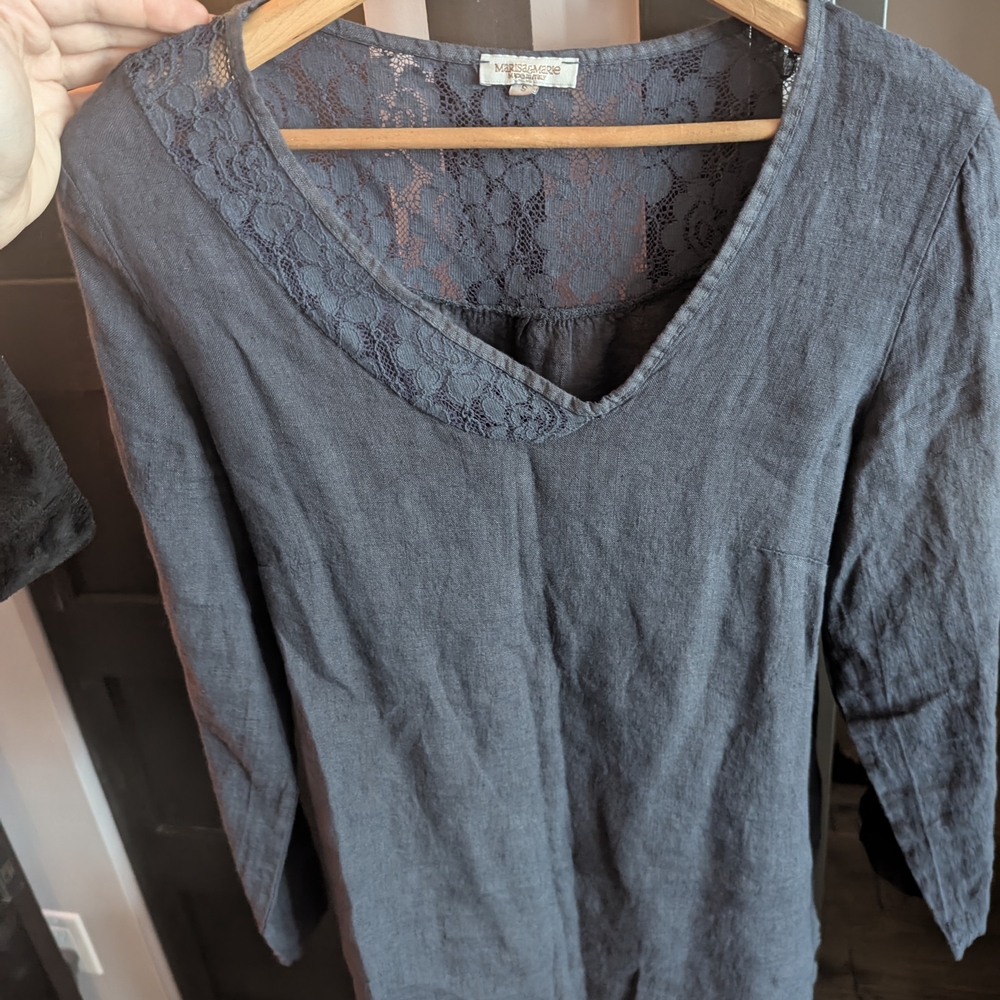 Women's Lace Trim Top - Blue